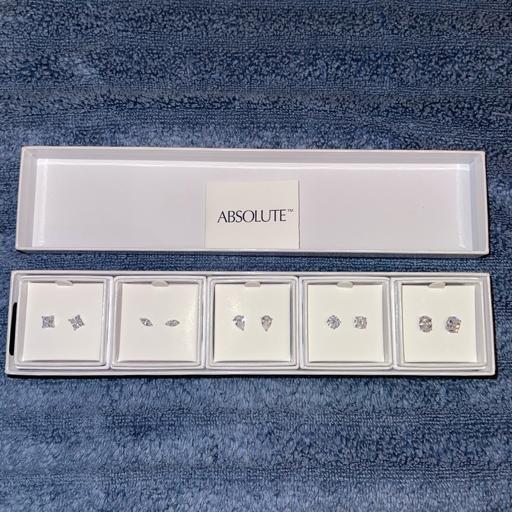 Absolute HSN Silver Faux Diamond Earring Set - Picture 8 of 9